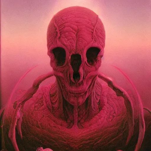 Image similar to pink hell, by wayne barlowe.