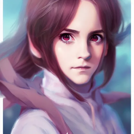 Prompt: pastel anime portrait of emma watson as an anime girl by Stanley Artgerm Lau, WLOP, Rossdraws, James Jean, Andrei Riabovitchev, Marc Simonetti, and Sakimichan, trending on artstation