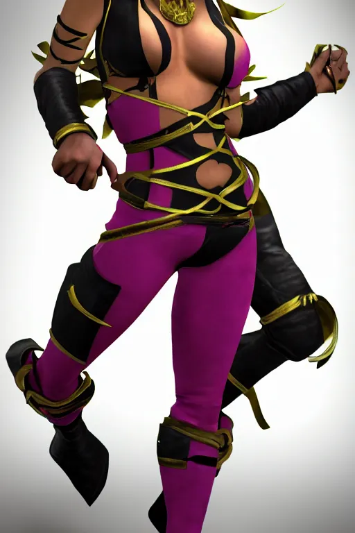 Image similar to mileena from mortal kombat 3 d render
