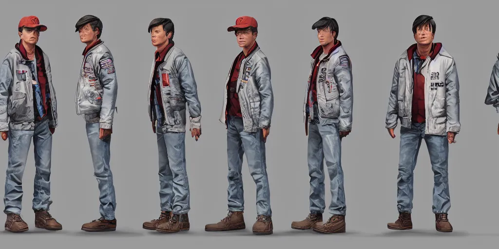 Prompt: marty mcfly, character sheet, concept design, contrast, hot toys, kim jung gi, greg rutkowski, zabrocki, karlkka, jayison devadas, trending on artstation, 8 k, ultra wide angle, pincushion lens effect