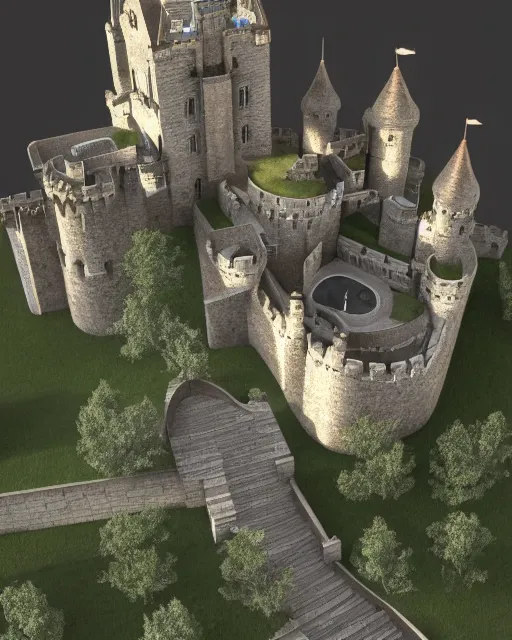 Image similar to give me a most beautiful castle 3 d render