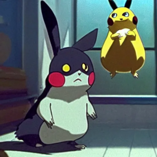 Prompt: a still of pikachu in spirited away ( 2 0 0 1 ), hd image