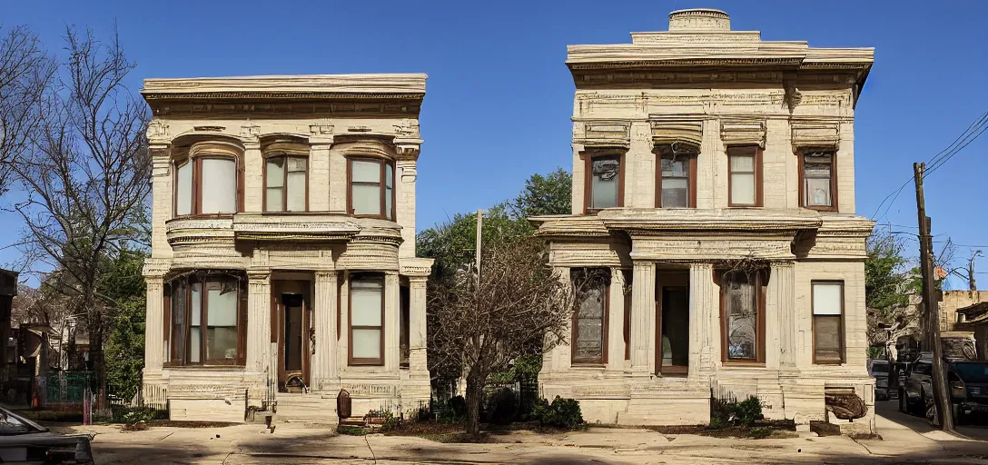 Prompt: egyptian revival house on south side of chicago.