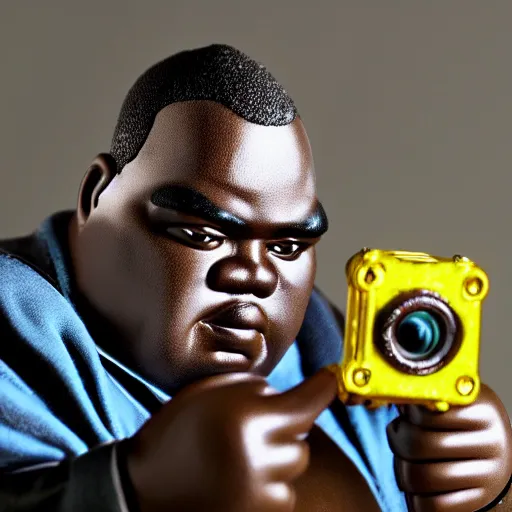 Prompt: photo of notorious big toy, macro photo,