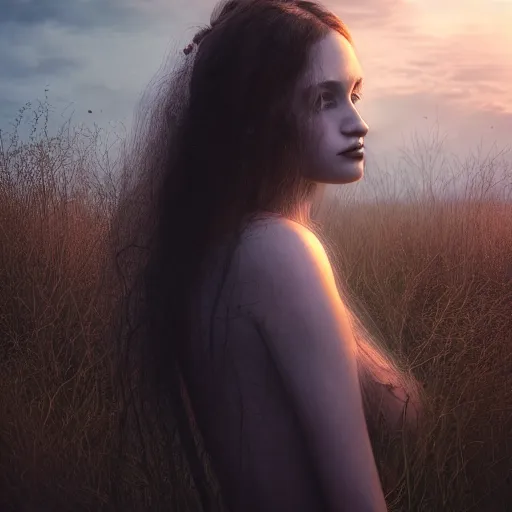 Image similar to photographic portrait of a stunningly beautiful gothic female in soft dreamy light at sunset, by edward robert hughes, annie leibovitz and steve mccurry, david lazar, jimmy nelsson, breathtaking, 8 k resolution, extremely detailed, beautiful, establishing shot, artistic, hyperrealistic, beautiful face, octane render