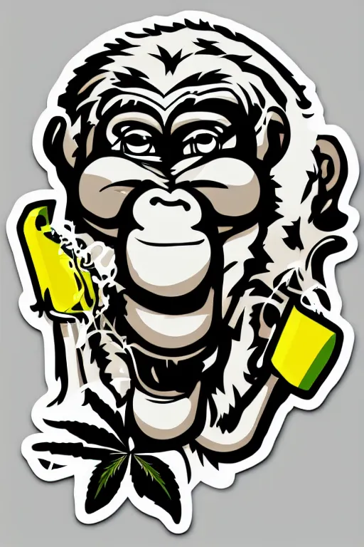 Image similar to Weed smoking monkey, sticker, andromorphic, colorful, illustration, highly detailed, simple, smooth and clean vector curves, no jagged lines, vector art, smooth