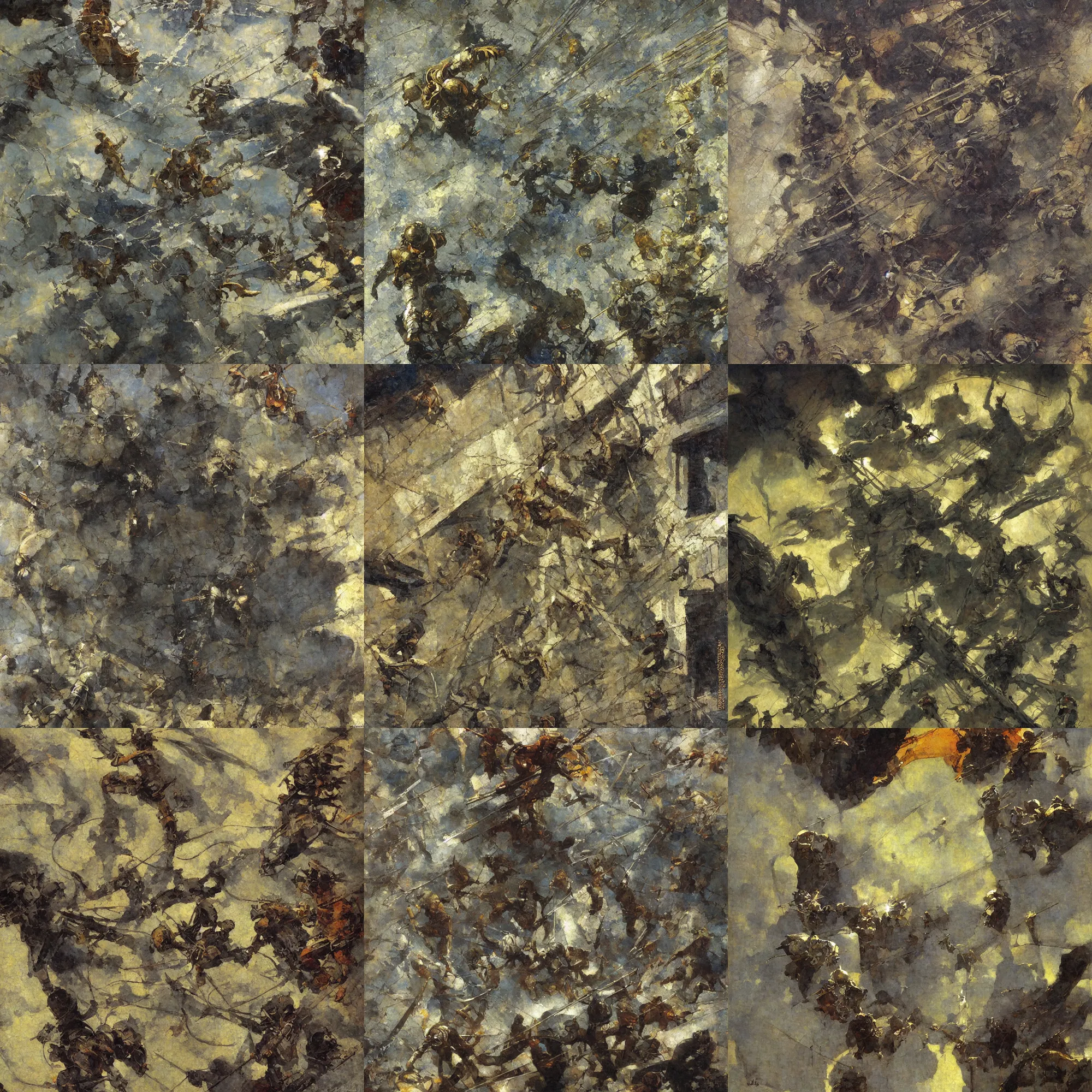 Prompt: sci - fi, white paint, bright ( ( ( rusty ) ) ) metal wall seamless game texture, by dean cornwell, nc wyeth, painterly