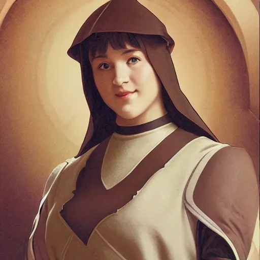 Image similar to friar tuck starfleet uniform, mirror, intricate, elegant, highly detailed, digital painting, artstation, concept art, smooth, sharp focus, illustration, art by artgerm and greg rutkowski and alphonse mucha and william - adolphe bouguereau