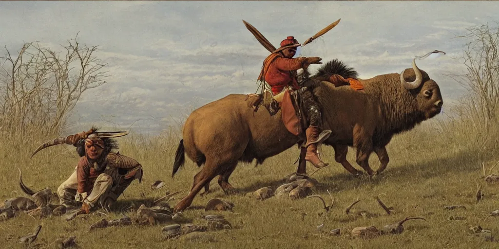 Image similar to of Native American hunting a buffalo Moebius