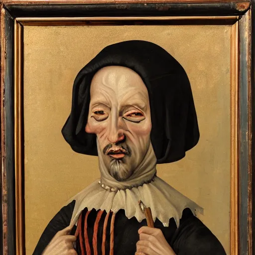 Image similar to portrait of a dark elf dressed in rags, 1 7 th century flemish style oil painting