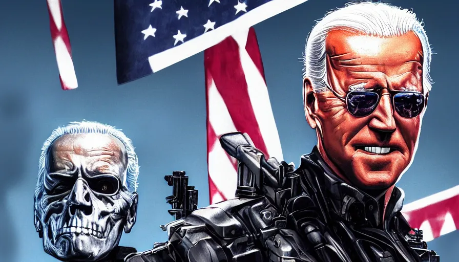 Image similar to Joe Biden is a Terminator, hyperdetailed, artstation, cgsociety, 8k