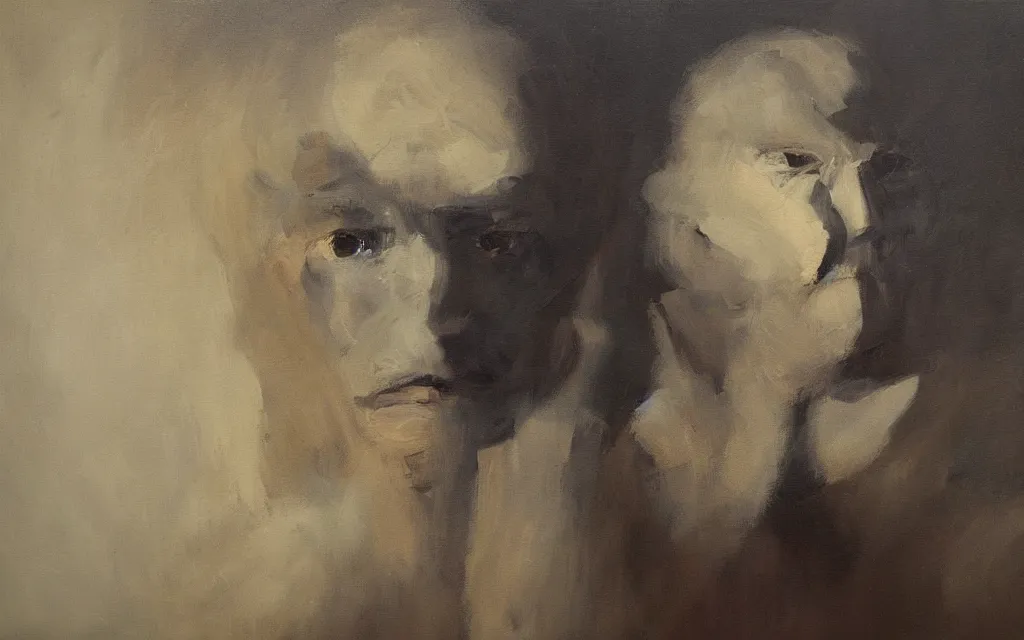 Prompt: a portrait painting of a ghost, by peteris kalve, oil on canvas