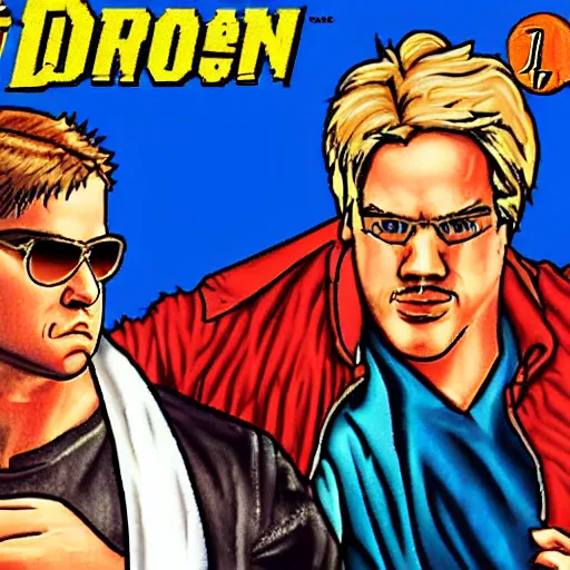 Image similar to portrait of philip seymour hoffman in double dragon video game splash screen