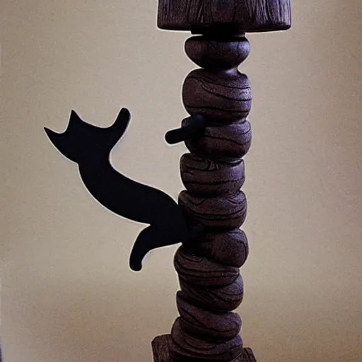 Prompt: highly detailed anthropomorphic cat in dancing pose on long scratch post