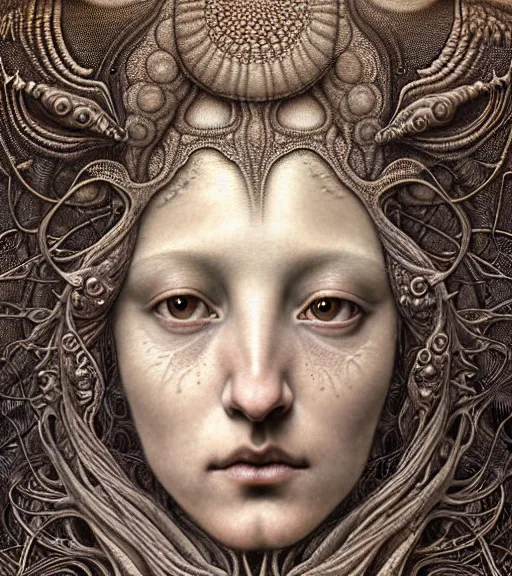 Prompt: detailed realistic beautiful spice goddess face portrait by jean delville, gustave dore, iris van herpen and marco mazzoni, art forms of nature by ernst haeckel, art nouveau, symbolist, visionary, gothic, neo - gothic, pre - raphaelite, fractal lace, intricate alien botanicals, ai biodiversity, surreality, hyperdetailed ultrasharp octane render