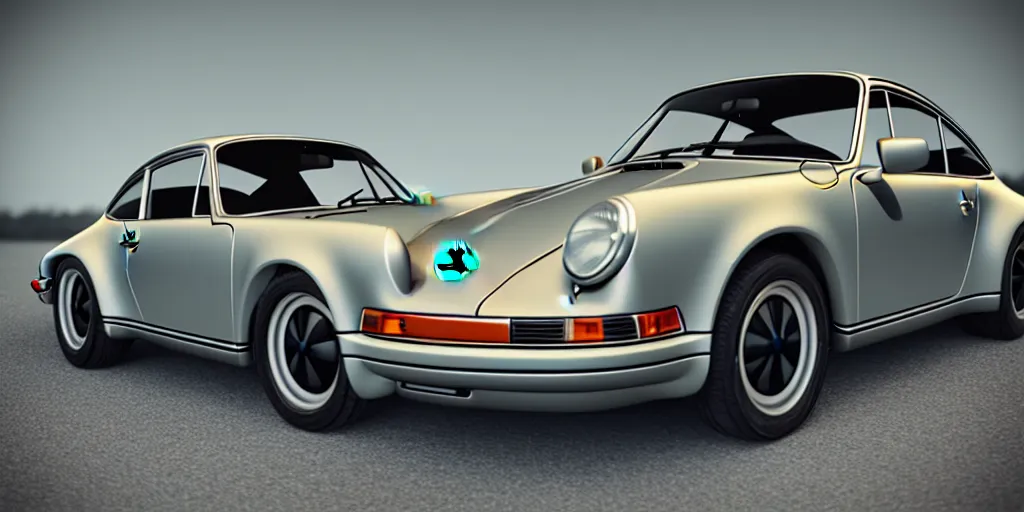 Prompt: vintage porsche 9 1 1 car, 3 d renderman style, ektachrome