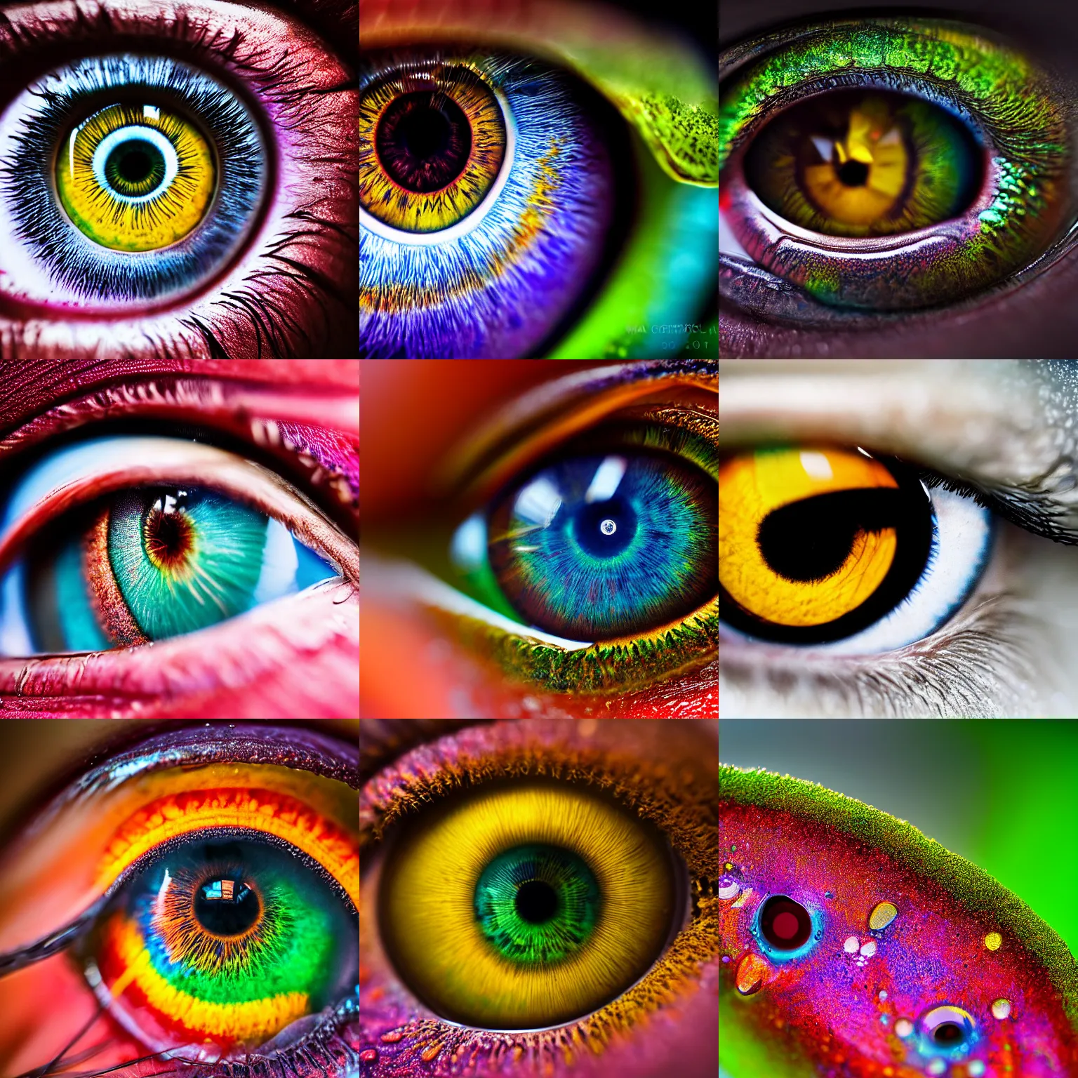 Prompt: macrophotography of the human eye, sharp focus, award-winning, extremely detailed, colorful, astonishing, 4K