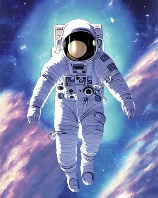 Image similar to astronaut floating in space, art by makoto shinkai and alan bean, yukito kishiro