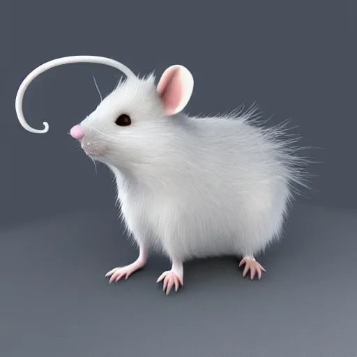 Prompt: fuzzy cute white rat 3 d render awardwinning