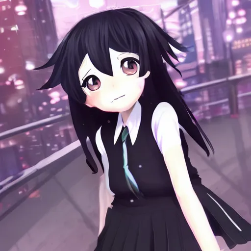 Prompt: luxury advertisement, astonishing portrait of a very beautiful anime schoolgirl with black bob hair in style of cytus and deemo, full perfect face, she is dancing, set in Half-life. Realistic, highly detailed background, artstation, 120 degree view, drawn by Sasoura, Satchely, studio ghibli and Akihiko Yoshida, sharp focus, smooth, 8k, clear face, no distortion