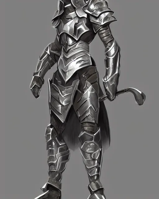 Image similar to fantasy armor, stylish, silver with gold trim, fantasy character art, flat shading, exaggerated proportions, trending on artstation