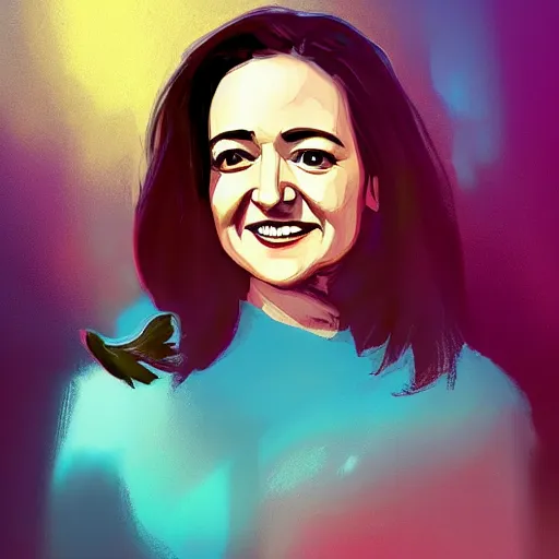 Prompt: sheryl sandberg, water angel, trending on artstation