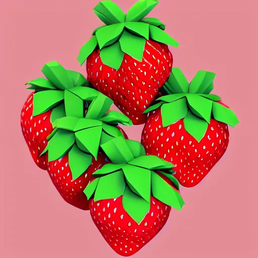 Prompt: low poly render of a strawberry, isometric
