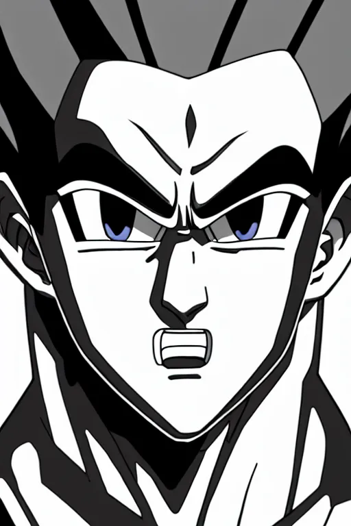 Image similar to prince vegeta, prince of all saiyans, solo portait, grayscale photography, very detailed, 4 k 🎨🖌