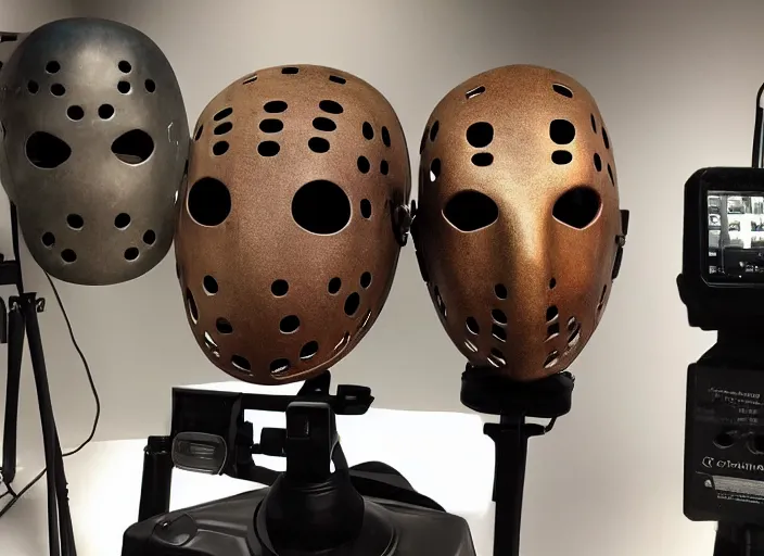 Image similar to qvc as seen on tv showcase of jason voorhees mask, studio lighting, limited time offer, graphics $ 9 9 call now