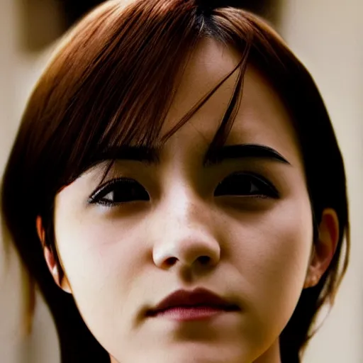 Prompt: japanese version of emma watson, portrait, close up, shallow depth of field, award winning,