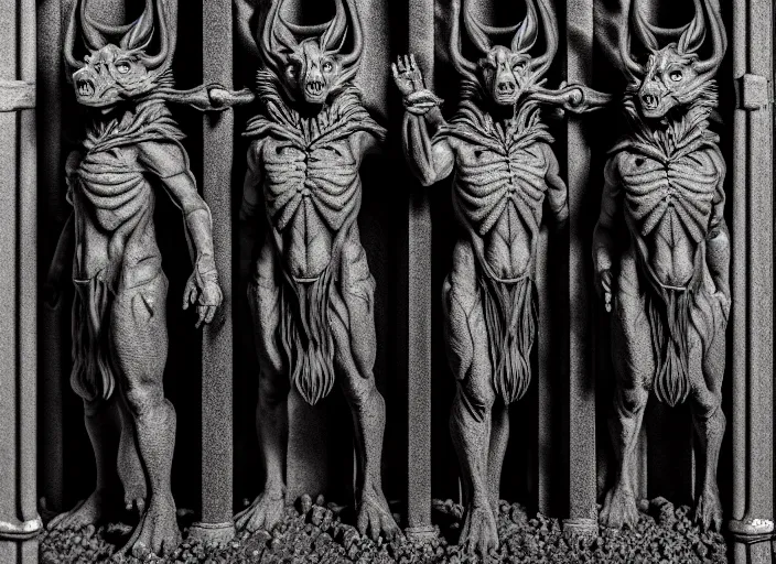 Prompt: photo of a real life photorealistic three - headed kerberos guarding the gates to the underworld. fantasy horror style. highly detailed 8 k. intricate. lifelike. soft light. nikon d 8 5 0 5 5 mm. dof. cinematic post - processing.