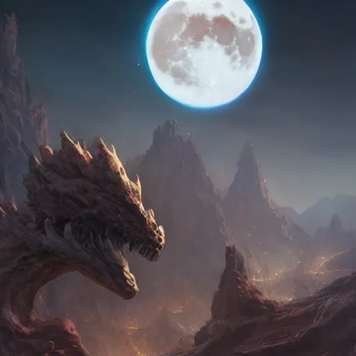 Prompt: giant moon monster, 8 k, depth of field, 3 d, art by artgerm and greg rutkowski