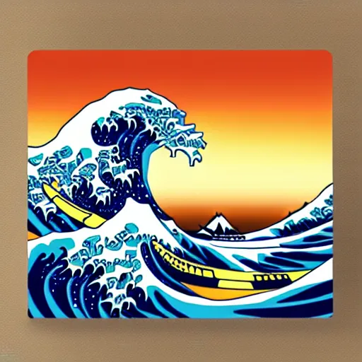 Image similar to the great wave as a sticker - art, svg vector, adobe - illustrator