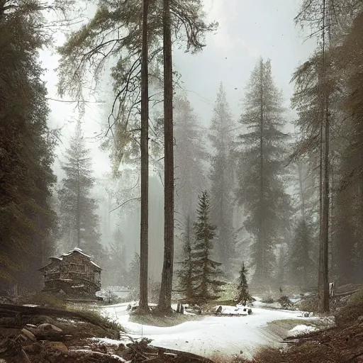 Prompt: mysterious perpetual energy facility, glowing, woods and wilderness, Ivan Shishkin and Greg Rutkowski