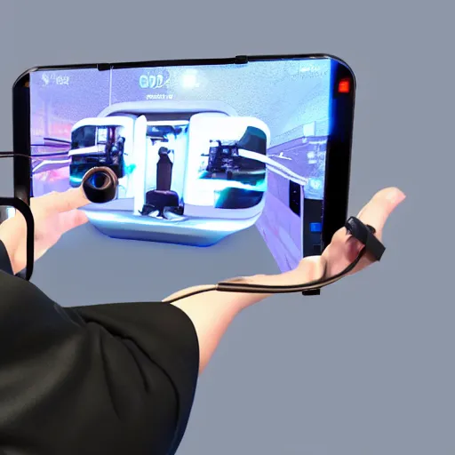 Prompt: futuristic application ui, ar VR, hand controls, eye tracking