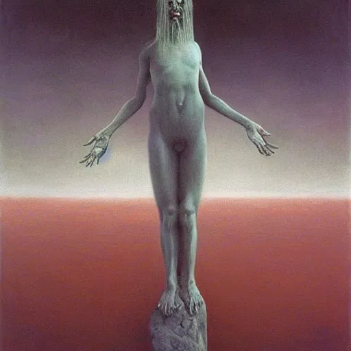 Prompt: god by Zdzisław Beksiński, oil on canvas