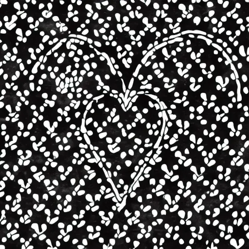 Image similar to a black chicken dotted with white hearts