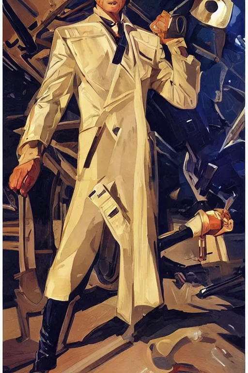 Image similar to sci - fi gentleman, fashion photoshoot, by j. c. leyendecker