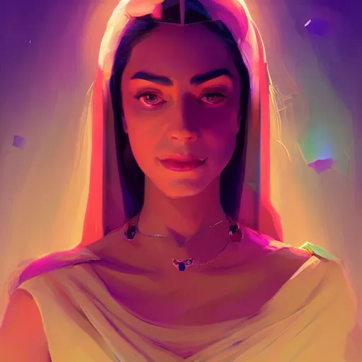 Image similar to portrait of a beautiful woman, maya ali mage, gloomhaven, dynamic lighting, gaudy colors, octane render aesthetic, matte painting concept art, official fanart behance hd artstation by jesper ejsing, by rhads and makoto shinkai and lois van baarle and ilya kuvshinov and rossdraws