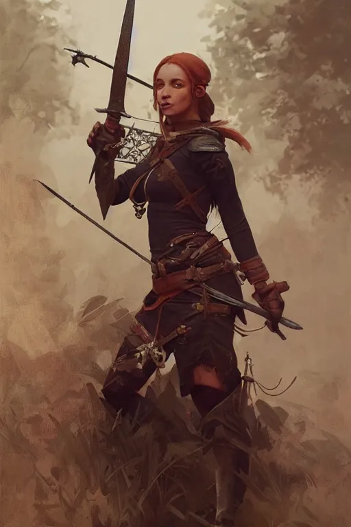 Image similar to hyper realistic photo of medieval hunter girl full body, cinematic, artstation, cgsociety, greg rutkowski, brom