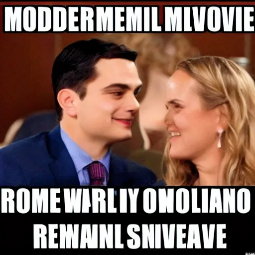 Image similar to modern romance movie with ben shapiro