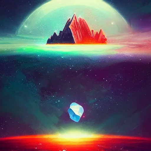 Prompt: an iceberg floating in space with the universe inside, by anato finnstark, by alena aenami, by john harris