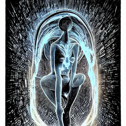 Image similar to interdimensional beings emerged from a magical portal in the style of artist Edgar Mueller