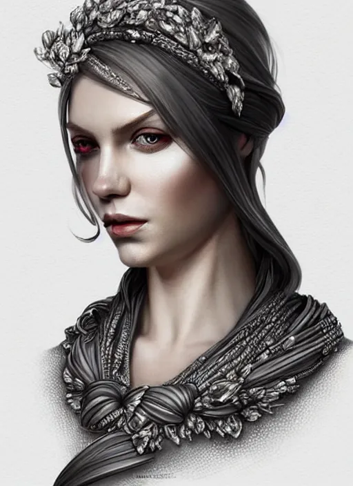 Image similar to portrait of finnish woman, accessories, elegant, highly detailed, digital illustration, trending in artstation, trending in pinterest, glamor pose, concept art, smooth, sharp focus, art by gustave gourbet