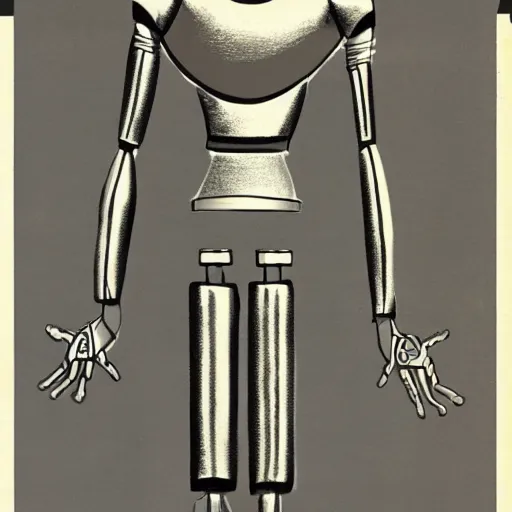 Prompt: “a drawing of a skinny silver humanoid robot preparing for a race on a race track, wide shot, midday, on the cover of a 1970s science fiction magazine”