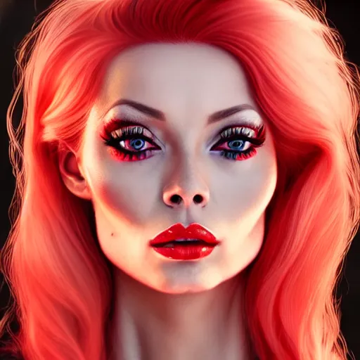 Prompt: a realistic illustration portrait of a beautiful isabelledeltore with curly blonde and red hair, black eyeliner, trending on artstation, hyper - realistic lighting, intricate, ross tran