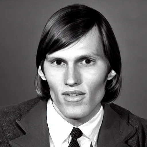 Image similar to A photograph portrait of Jerma985 with short-medium length hair a combover wearing early 1970s menswear in the early 1970s, taken in the early 1970s, grainy, taken on a 1970s Polaroid Camera, realistic, hyperrealistic, very realistic, highly detailed, very detailed, extremely detailed, detailed, digital art, trending on artstation, colorized photo