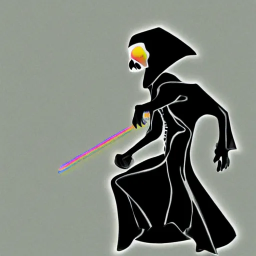 Prompt: sketch of a grim reaper wearing rainbow glasses in random poses