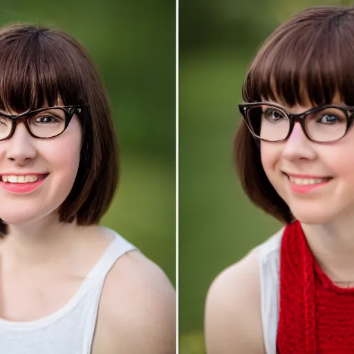 Prompt: portrait photo still of real life velma, 8 k, 8 5 mm f 1. 8