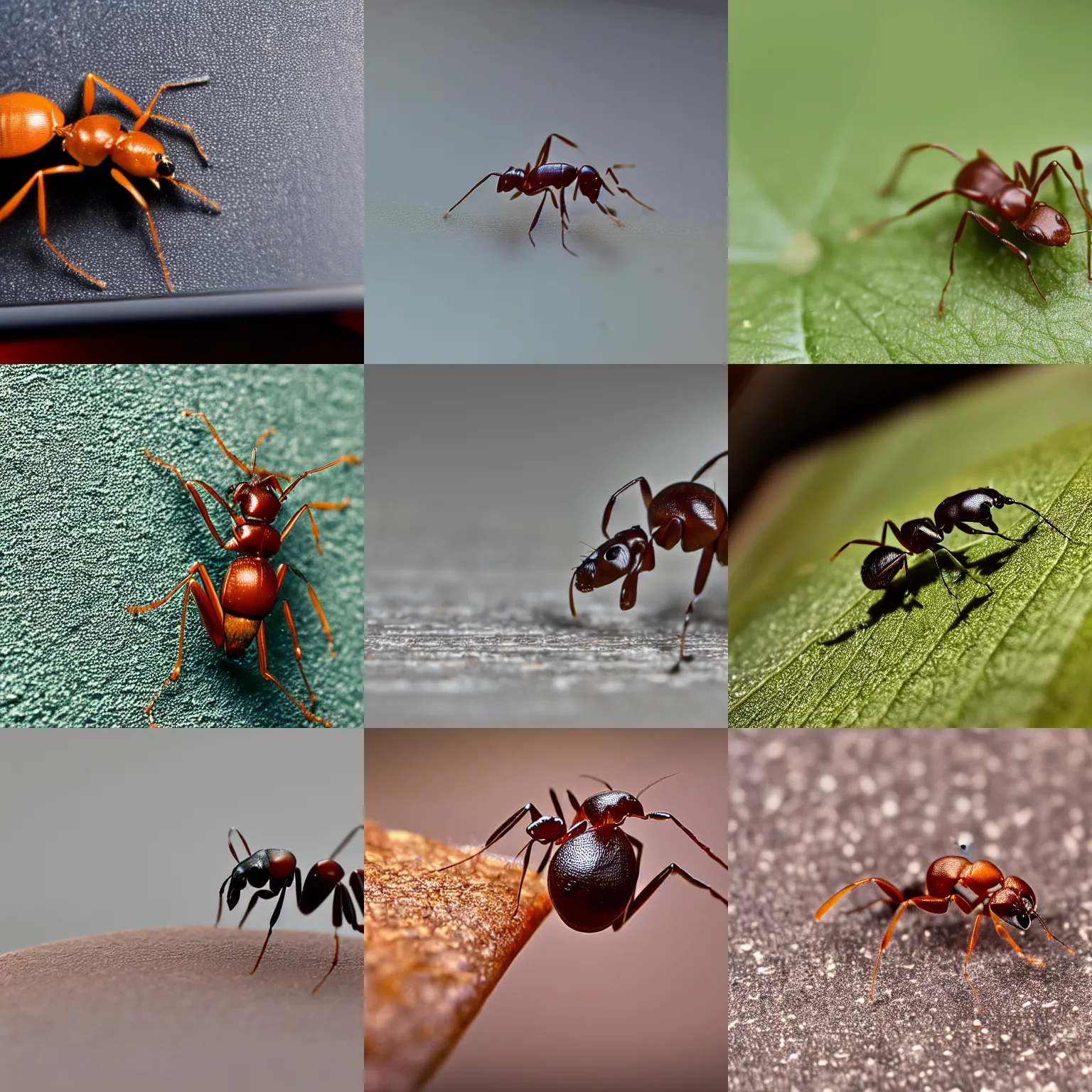 Prompt: photo of an ant using a tiny laptop, macro lens